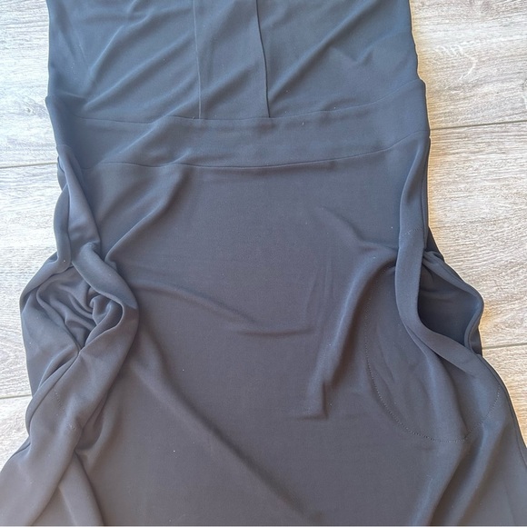Kookai Black V Neck Draped Flared Evening Dress - Picture 7 of 15